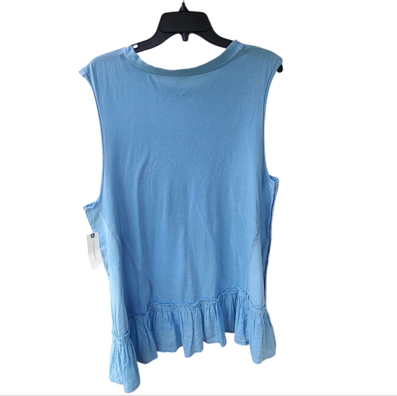 Anthropologie Pilcro Sky Blue Sleeveless Top with Ruffle Hem - Picture 4 of 8